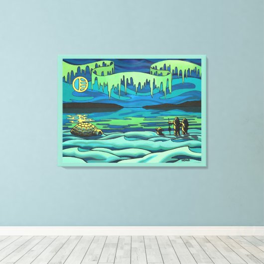 Toile Peinture d'art autochtone Imprimer Inuit Love Canv (Insitu (Plancher de Bois))