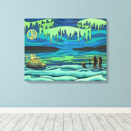 Toile Peinture d'art autochtone Imprimer Inuit Love Canv (Insitu (Plancher de Bois))
