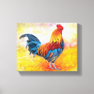 Toile Peinture d'Art numérique de coq coloré