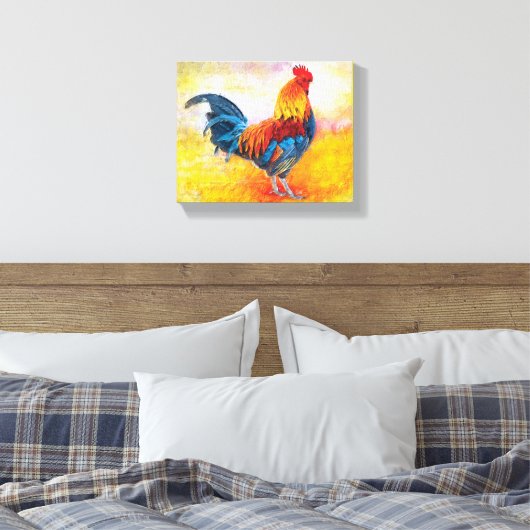 Toile Peinture d'Art numérique de coq coloré (Insitu(Chambre))