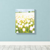 Toile Peinture de champ de fleurs de tulipes blanches (Insitu (Plancher de Bois))