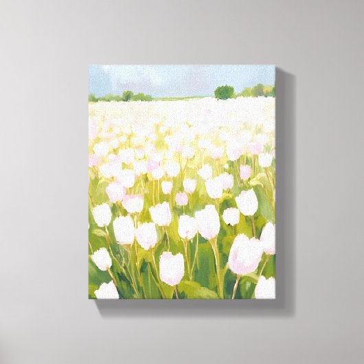 Toile Peinture de champ de fleurs de tulipes blanches (Recto)