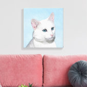 Toile Peinture de chat blanc - Cute Original Cat Art (Insitu(Salon))