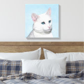 Toile Peinture de chat blanc - Cute Original Cat Art (Insitu(Chambre))