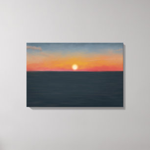 Toile Peinture de coucher de soleil sur un océan paisibl