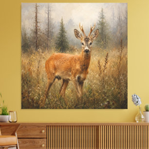 Toile Peinture de faune de chevreuil européen
