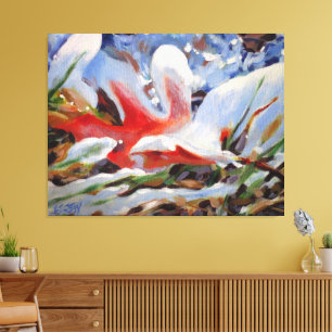 Toile Peinture de feuille de chêne gelée / Artiste Larry