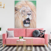 Toile peinture de la faune du lion rugissant l'art du ch (Insitu(Salon))