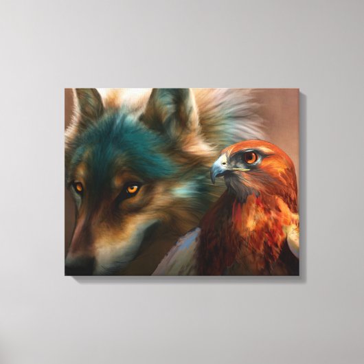 Toile Peinture de loup et d'aigle (Recto)