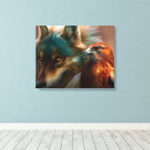 Toile Peinture de loup et d'aigle (Insitu (Plancher de Bois))