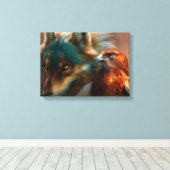 Toile Peinture de loup et d'aigle (Insitu (Plancher de Bois))