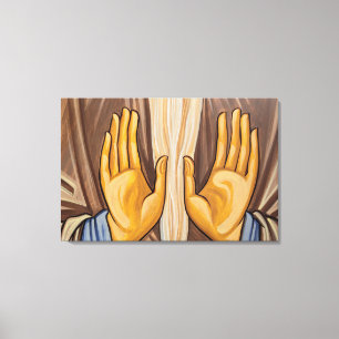 Toile Peinture de mains dans une église
