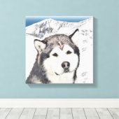 Toile Peinture de malamut en Alaska - jolie art original (Insitu (Plancher de Bois))