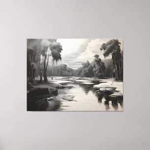 Toile Peinture de paysage moderne en noir et blanc