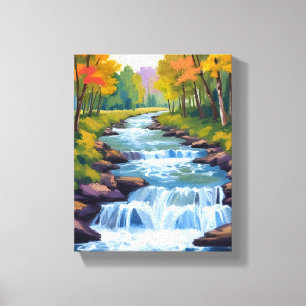 Toile Peinture de paysage naturel de cascade