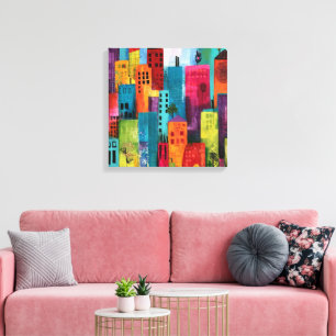 Toile Peinture de paysage urbain abstrait