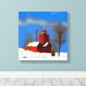 Toile Peinture de phare rouge - Art original (Insitu (Plancher de Bois))