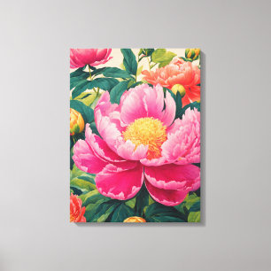 Toile Peinture de pivoine rose étonnante