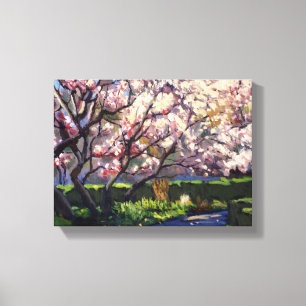 Toile Peinture de pommiers en fleurs
