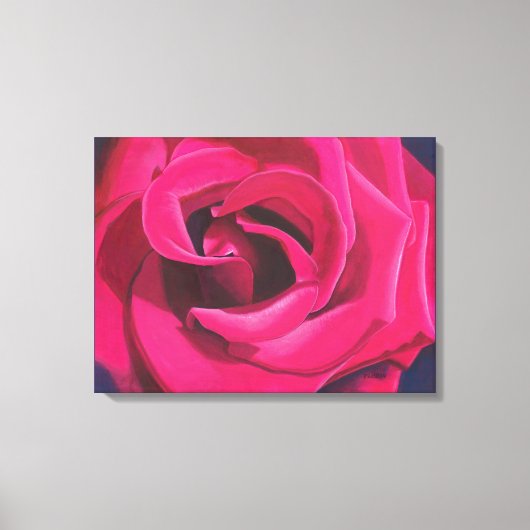 Toile Peinture de rose rose sur fond sombre (Recto)