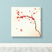 Toile Peinture de style oriental, fleur de prune au prin (Insitu (Plancher de Bois))