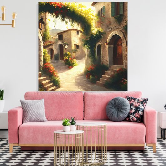 Toile Peinture de village italien Imprimer, Mur Art Ital (Insitu(Salon))