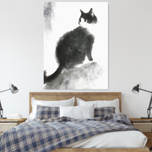 Toile Peinture d'encre Cute Chat Mur Art Décor Art Décor