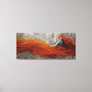 Toile Peinture des cheveux dans les vagues