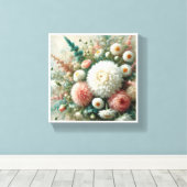 TOILE PEINTURE D'HUILE ORIGINALE FLEURS VERTES ABSTRAITE (Insitu (Plancher de Bois))