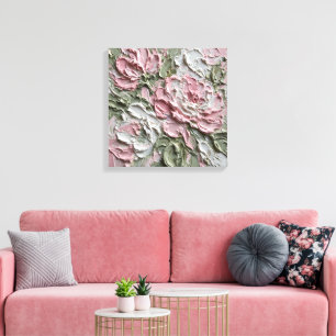 Toile Peinture d'impaasto floral abstrait - Rose tendre