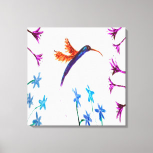 Toile Peinture d'oiseaux Colibri floral