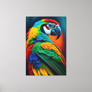 Toile Peinture d'oiseaux de perroquets Macaw coloré Impr