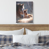 Toile Peinture Douce de Jument et Poulain sous Lumière D (Insitu(Chambre))