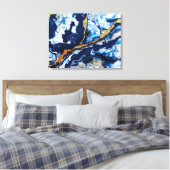 Toile Peinture en or et bleu acrylique Art Abstrait Abst (Insitu(Chambre))