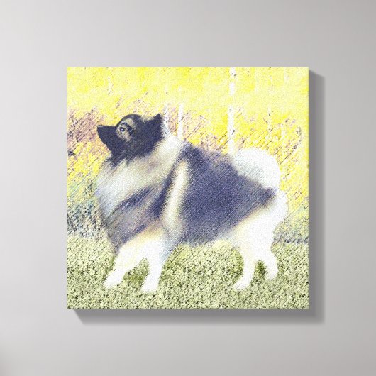 Toile Peinture en teint de Keeshond - jolie art original (Recto)