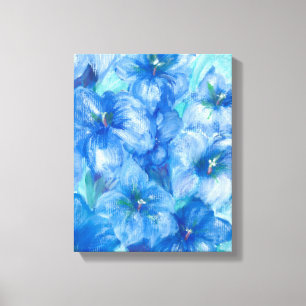 Toile Peinture Fleur sauvage Gentienne Bleue