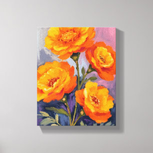 Toile Peinture florale aquarelle de fleurs de souci oran