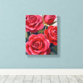 Toile Peinture florale de roses rouges (Insitu (Plancher de Bois))