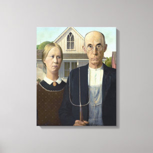 Toile Peinture gothique américaine par Grant Wood sur to