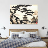 Toile Peinture japonaise à l'encre paysage (Insitu(Chambre))