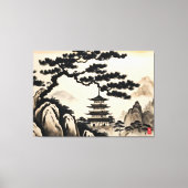 Toile Peinture japonaise à l'encre paysage (Recto)