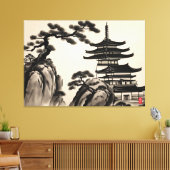 Toile Peinture japonaise à l'encre paysage (Insitu(Salon))