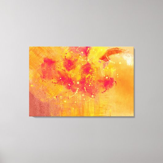 Toile peinture jaune orange Abstrait (Recto)