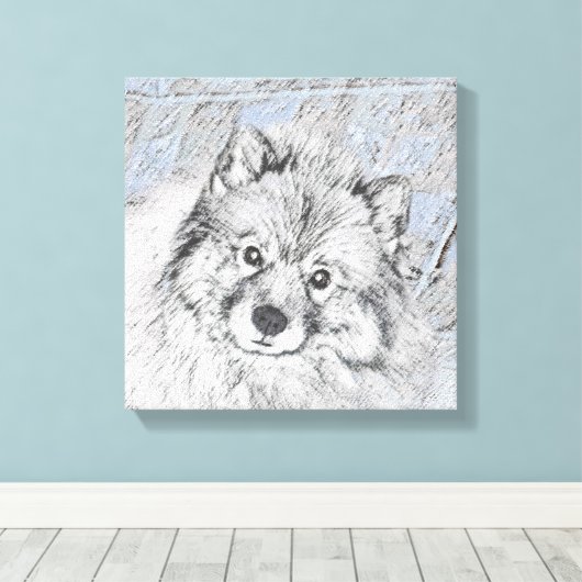Toile Peinture Keeshond Beth - Joli art original chien (Insitu (Plancher de Bois))