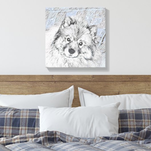 Toile Peinture Keeshond Beth - Joli art original chien (Insitu(Chambre))