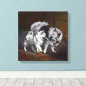 Toile Peinture Keeshond Playtime - Jolie art original ch (Insitu (Plancher de Bois))
