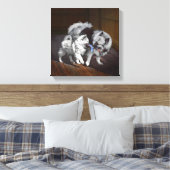 Toile Peinture Keeshond Playtime - Jolie art original ch (Insitu(Chambre))