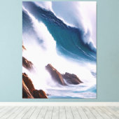 Toile Peinture majestueuse des vagues océaniques (Insitu (Plancher de Bois))