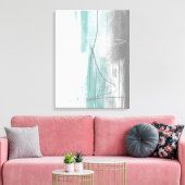 Toile Peinture minimaliste Aqua bleu et gris Abstrait