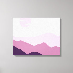 Toile Peinture minimaliste rose et mauve Coucher du sole